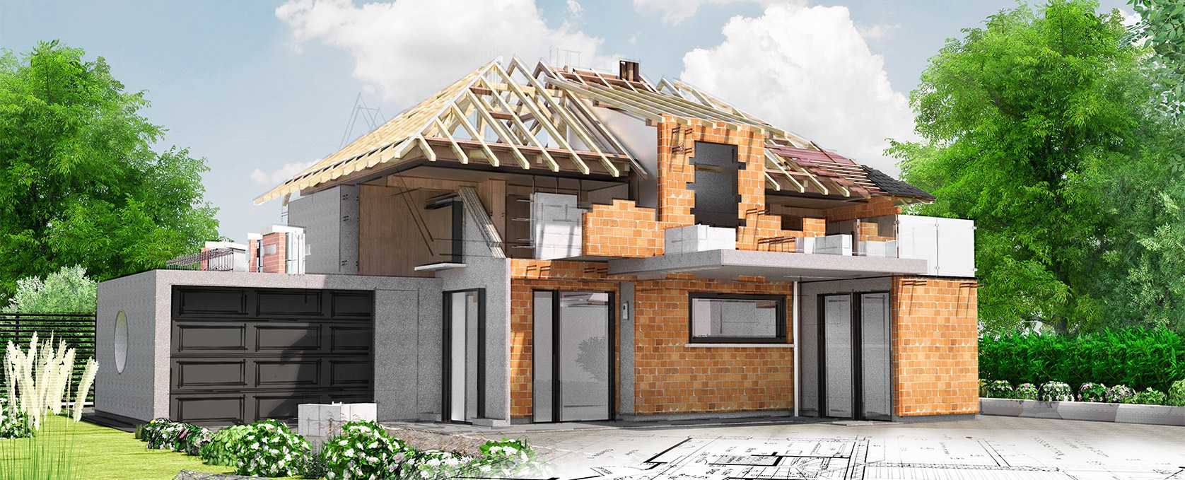 maison en construction architecture